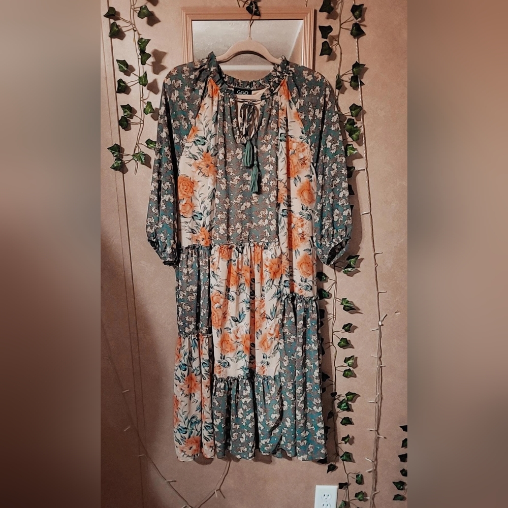 Floral flowy modest dress